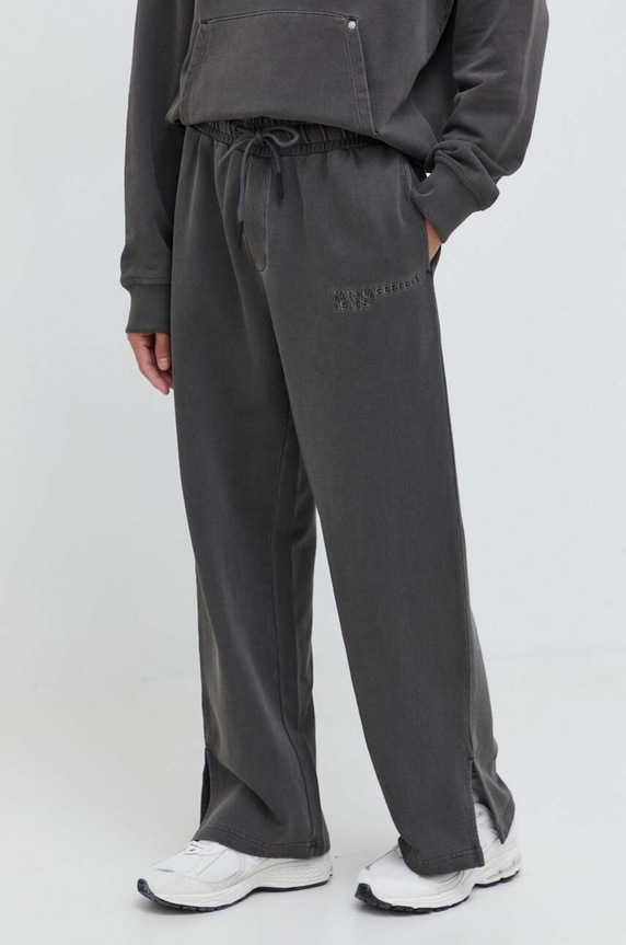 Karl Lagerfeld Jeans pantaloni de trening din bumbac bumbac gri 240D1002