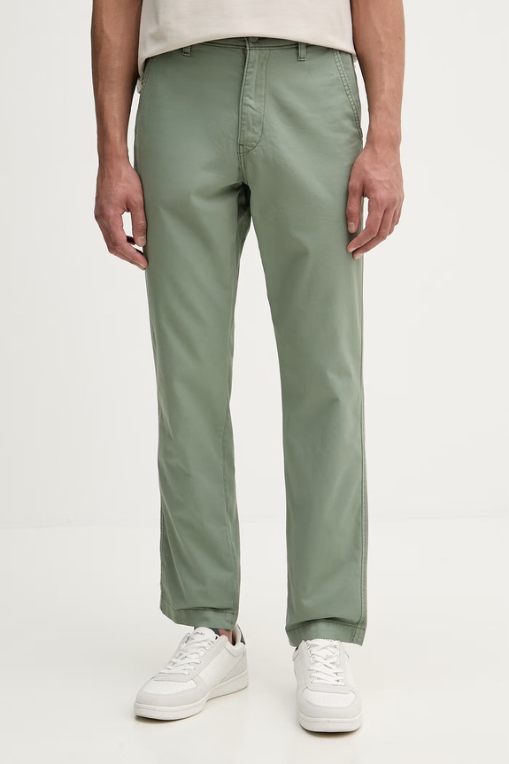 Levi's nohavice chinos pánske bavlnené zelená A5753