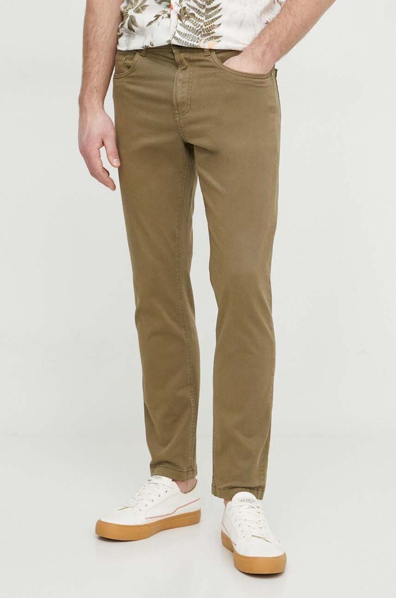 Nohavice Pepe Jeans SLIM FIVE POCKETS PANTS s elastanom zelená PM211640