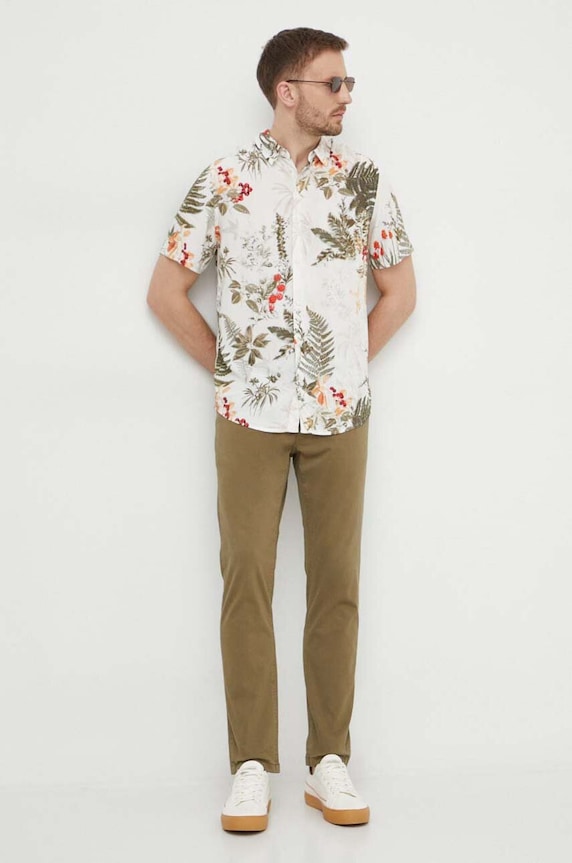 Nohavice Pepe Jeans SLIM FIVE POCKETS PANTS PM211640 zelená SS24