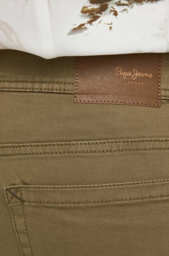 Nohavice Pepe Jeans SLIM FIVE POCKETS PANTS zelená PM211640