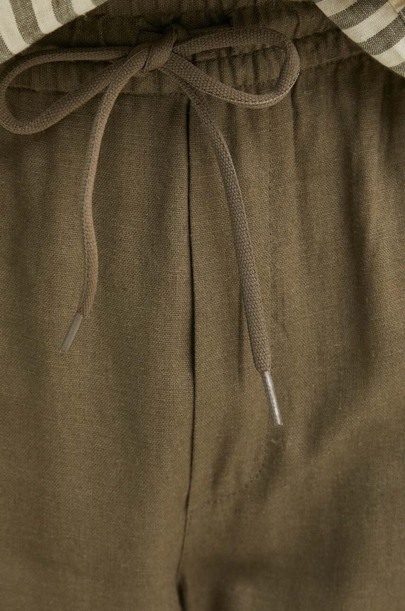 Les Deux spodnie lniane zielony LDM510131