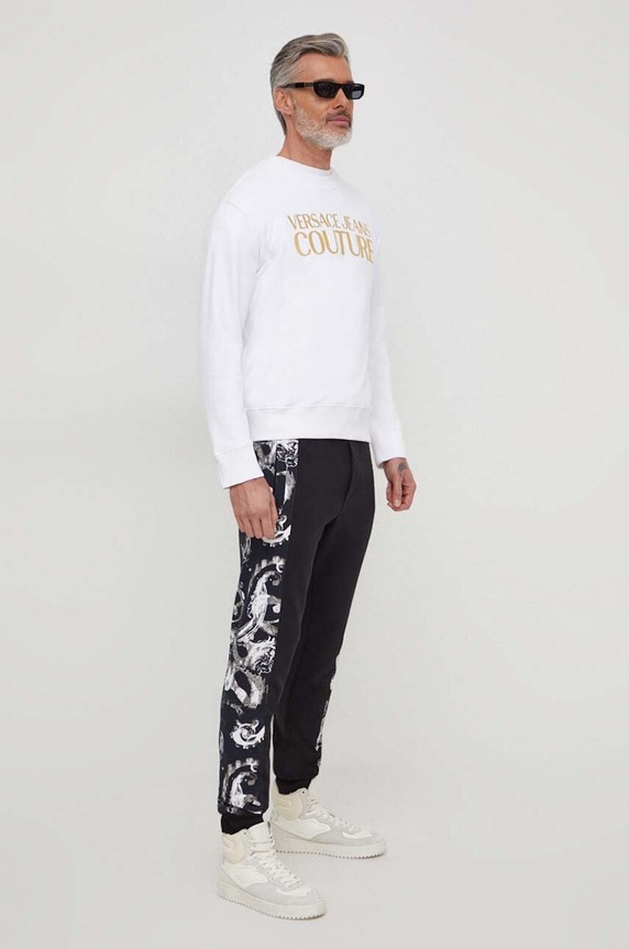 Versace Jeans Couture spodnie dresowe bawełniane 76GAA3C0 czarny SS24