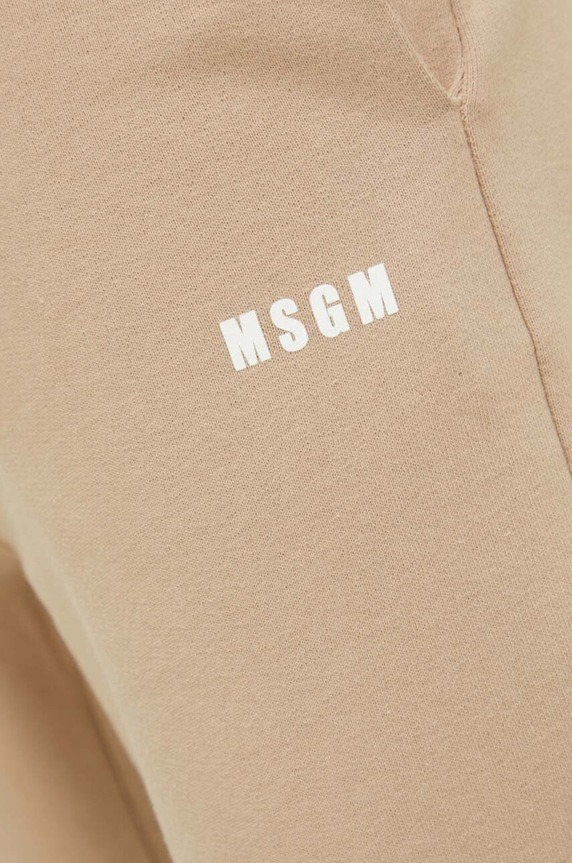 MSGM spodnie dresowe bawełniane beżowy 3640MP500.247000