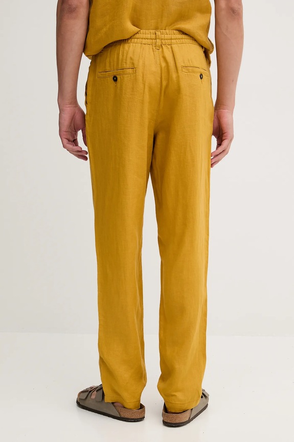 Ρούχα Λινό παντελόνι United Colors of Benetton 4AGHUF00M κίτρινο