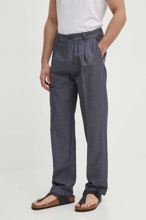 Hlače Pepe Jeans RELAXED PLEATED LINEN PANTS chinos siva PM211700