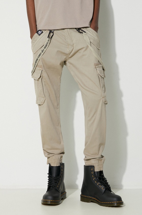 Alpha Industries trousers Utility Pant with elastane beige 128202
