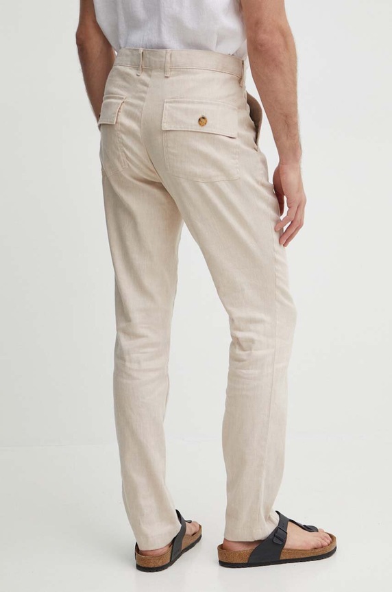 Odzież Michael Kors spodnie lniane CS4303L1T2 beżowy