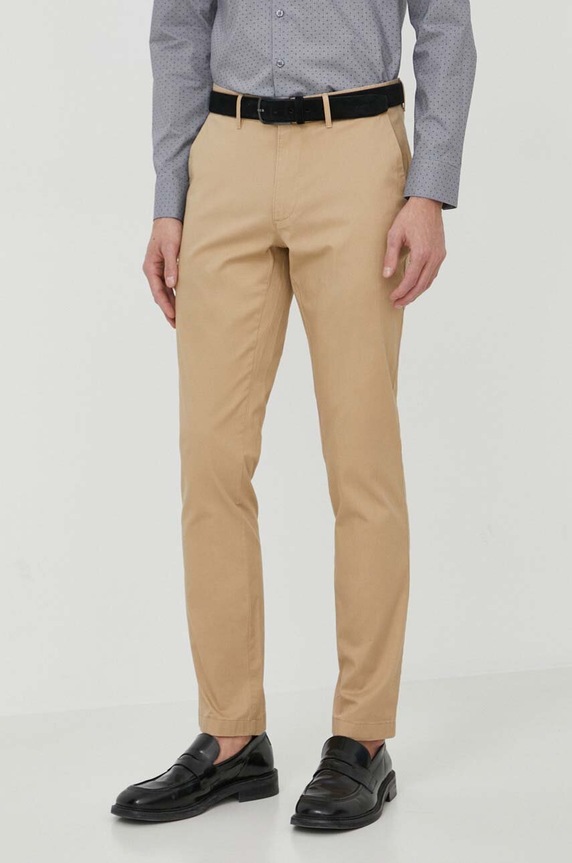 Michael Kors pantaloni chinos bărbați cu bumbac potrivit bej CS4301KDR2