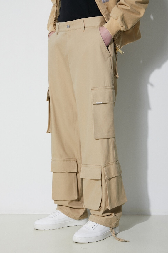 Bavlnené nohavice Represent Baggy Cargo Pant bavlna béžová MLM521.494