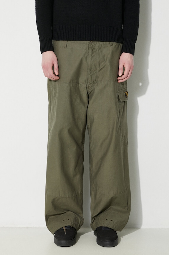 Human Made pantaloni de bumbac Military Easy Pants verde HM27PT002