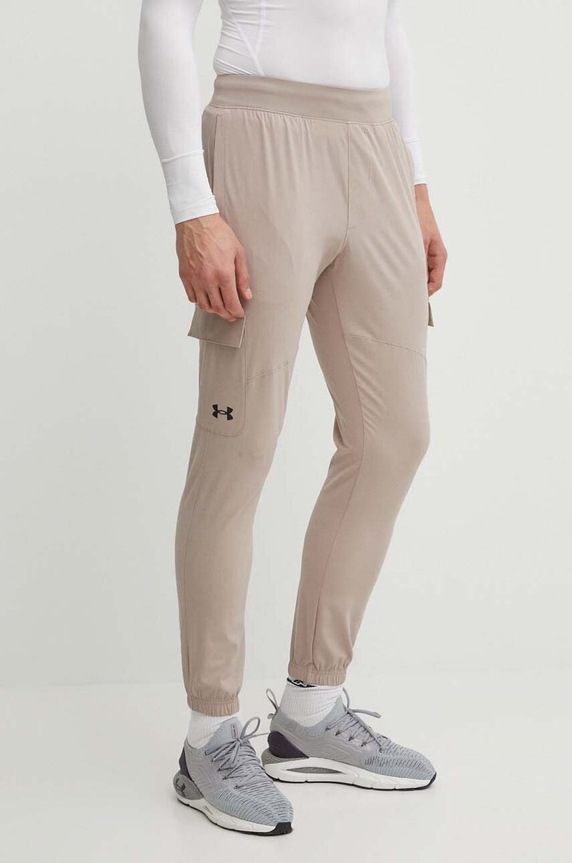 Under Armour spodnie treningowe z elastanem beżowy 1380358