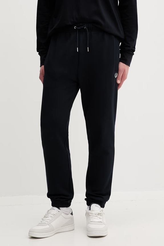Βαμβακερό παντελόνι Fred Perry Loopback Sweatpant βαμβάκι σκούρο μπλε T5505.608