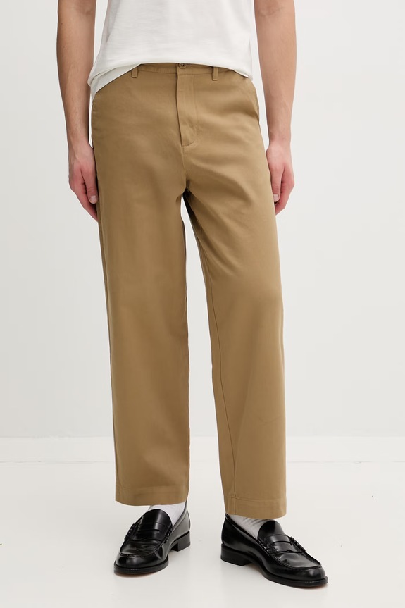 Βαμβακερό παντελόνι Fred Perry Straight Leg Twill Trouser βαμβάκι μπεζ T6530.363