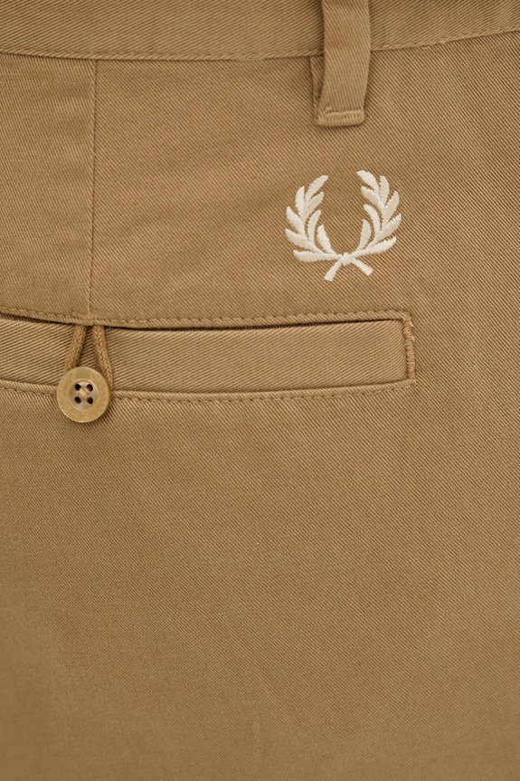 Βαμβακερό παντελόνι Fred Perry Straight Leg Twill Trouser μπεζ T6530.363