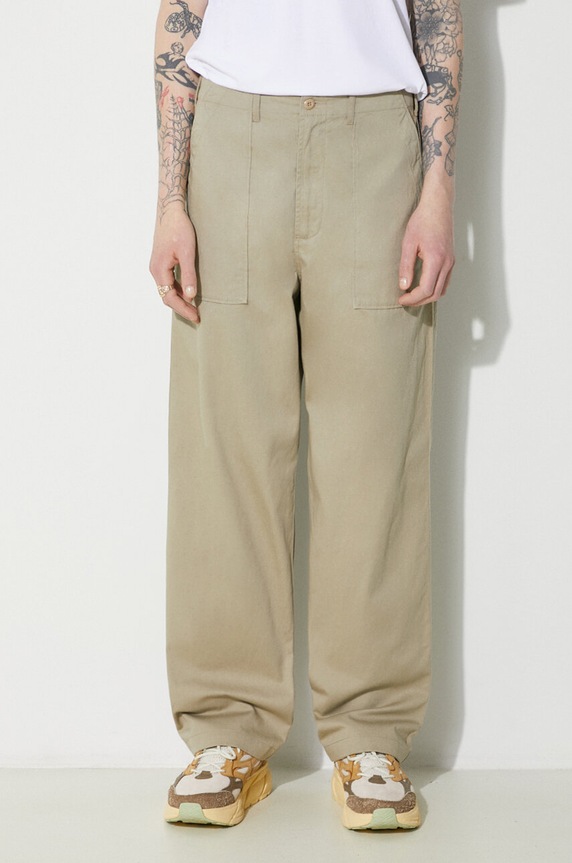 Universal Works cotton trousers Fatigue Pant cotton beige 132.STONE