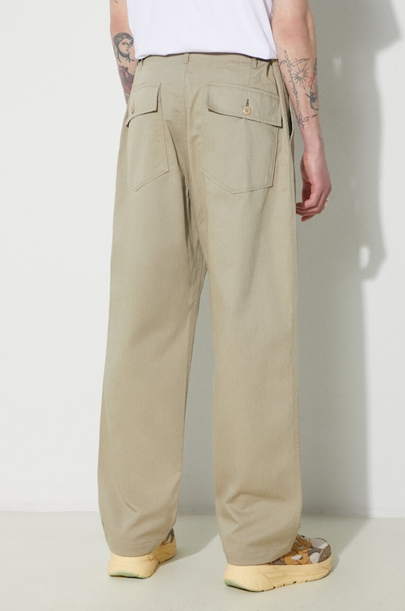 Clothing Universal Works cotton trousers Fatigue Pant 132.STONE beige