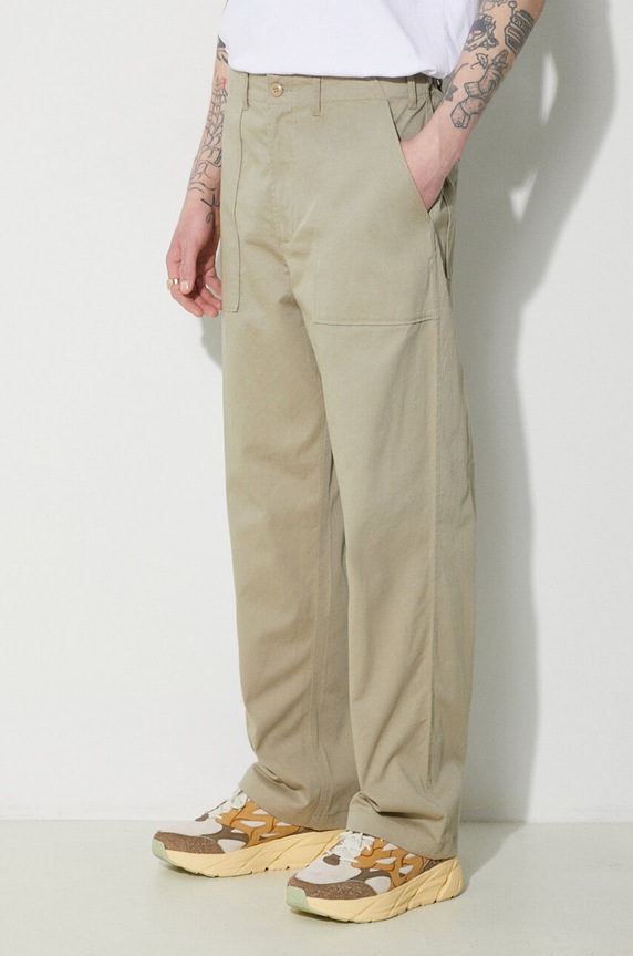 Universal Works cotton trousers Fatigue Pant beige 132.STONE