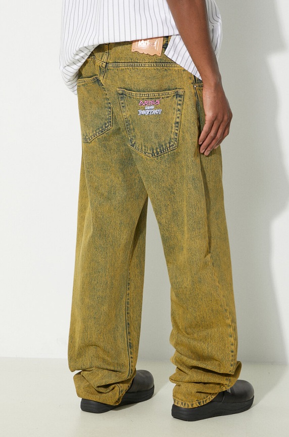 Clothing Aries jeans Acid Wash Batten Jean SUAR31313 yellow