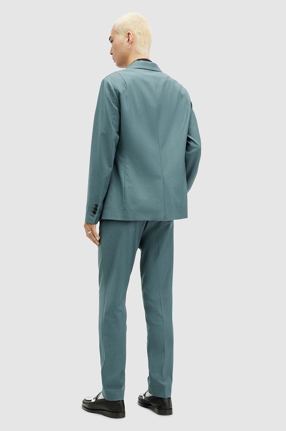 AllSaints spodnie z wełną MOAD TROUSER MM514Z turkusowy