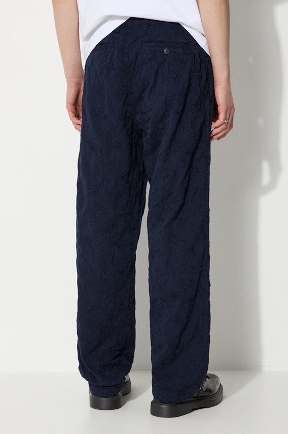 Oblečenie Bavlnené nohavice Corridor Floral Embroidered Trouser TR0076 tmavomodrá