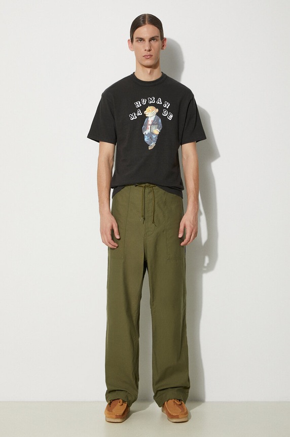 Needles pantaloni in cotone String Fatigue Pant OT181 verde SS24