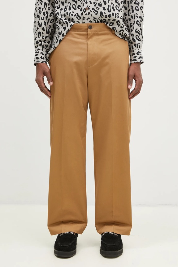 Bavlněné kalhoty Maison Kitsuné Relaxed Chino bavlna béžová MM01106WW0078