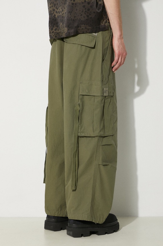 Clothing NEIGHBORHOOD cotton trousers Wide Cargo Pants 241YTNH.PTM06 green