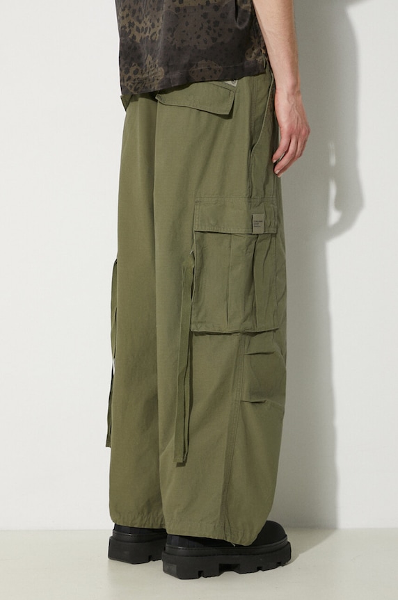 Clothing NEIGHBORHOOD cotton trousers Wide Cargo Pants 241YTNH.PTM06 green