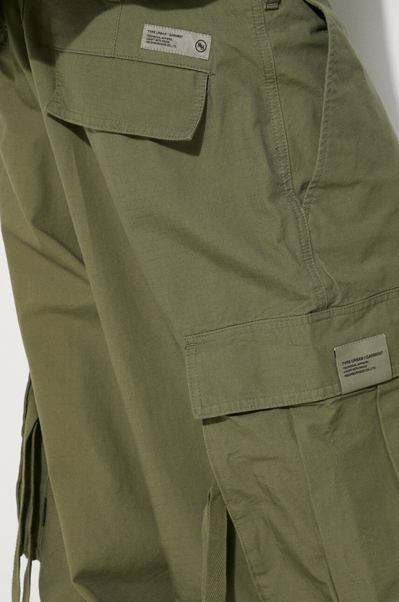 NEIGHBORHOOD cotton trousers Wide Cargo Pants 241YTNH.PTM06 green