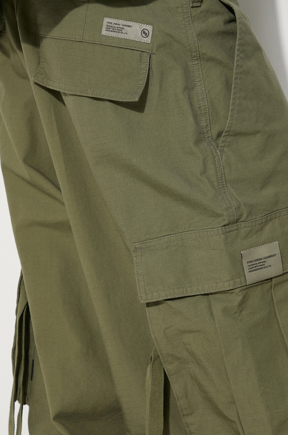 NEIGHBORHOOD cotton trousers Wide Cargo Pants 241YTNH.PTM06 green