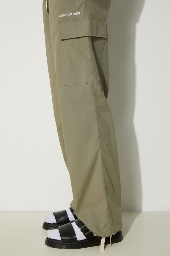 MKI MIYUKI ZOKU cotton trousers Ripstop Cargo Trousers green RIPSTOP.CARGO.TROUSERS