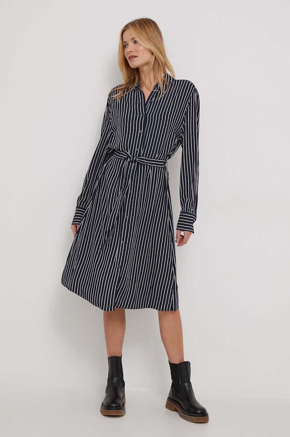 Φόρεμα Tommy Hilfiger μακρύ σκούρο μπλε WW0WW40563