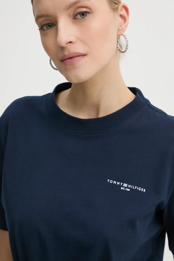 Bavlnené šaty Tommy Hilfiger tmavomodrá WW0WW40734