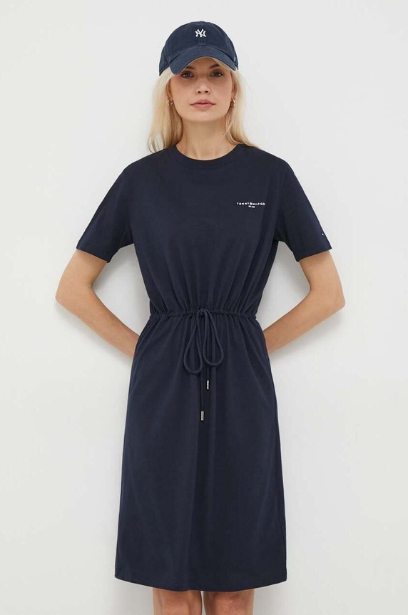 Tommy Hilfiger sukienka bawełniana nadruk granatowy WW0WW40734