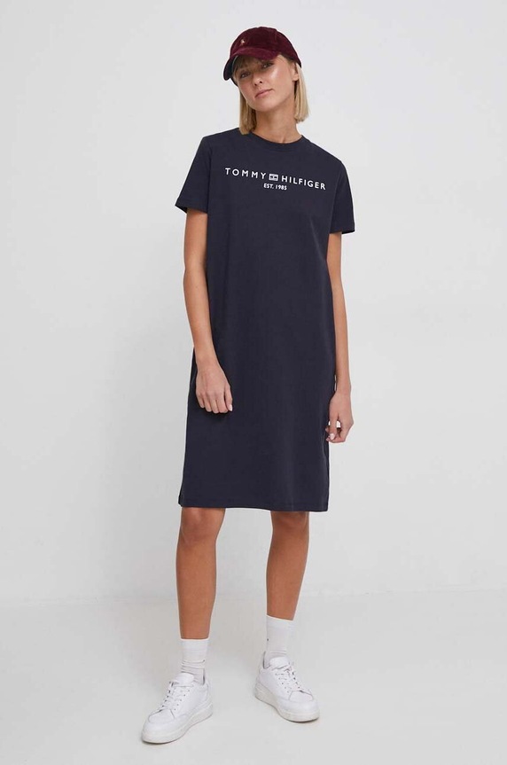 Tommy Hilfiger pamut ruha rövid sötétkék WW0WW41013