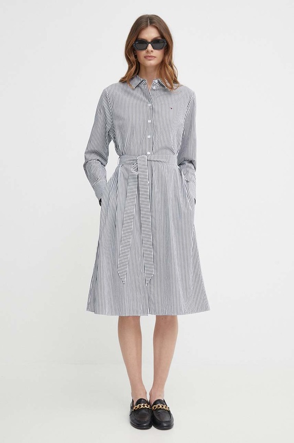 Bavlněné šaty Tommy Hilfiger mini bílá WW0WW41001