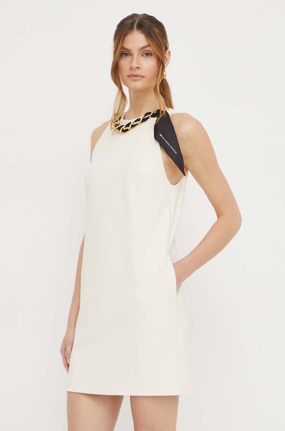Elisabetta Franchi sukienka z elastanem beżowy AB57341E2