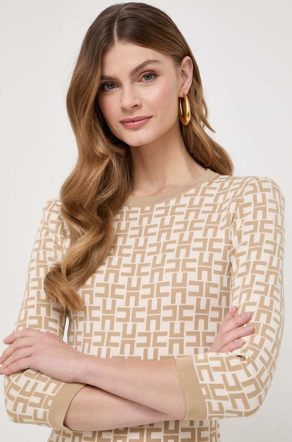 Elisabetta Franchi sukienka beżowy AM54Z41E2