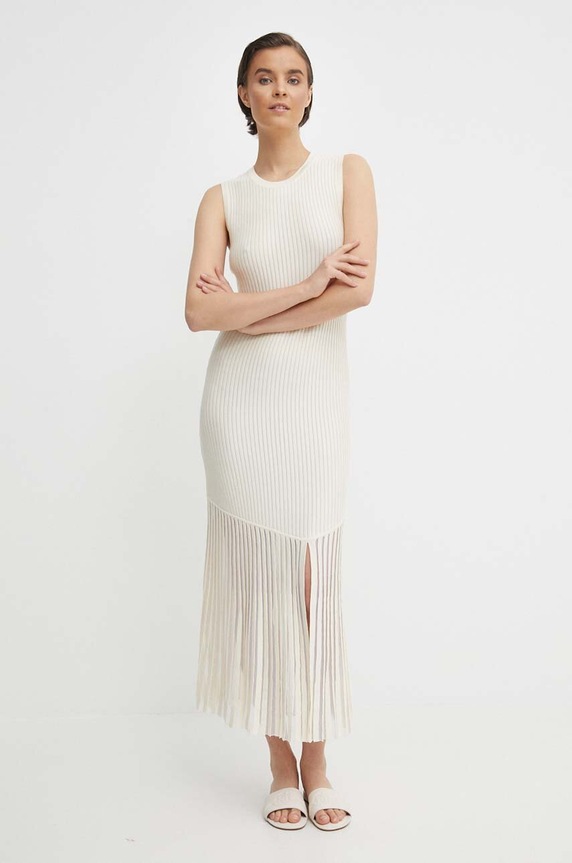 Рокля Dkny трикотаж бежов P4BUAN36