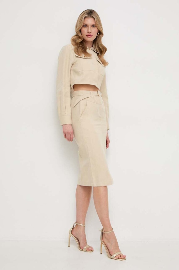 Patrizia Pepe ruha vászonkeverékből bézs 8A1251.A372