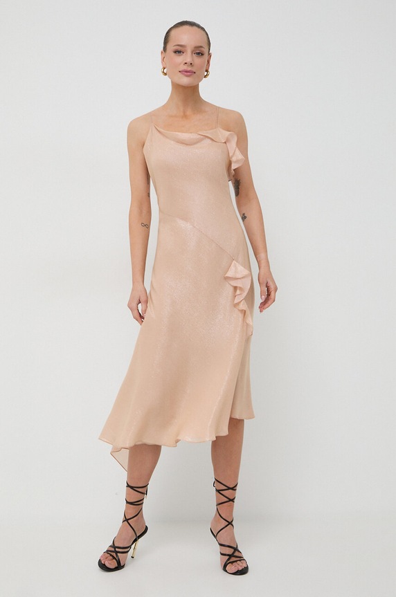 Victoria Beckham sukienka midi pomarańczowy 1124WDR005220A