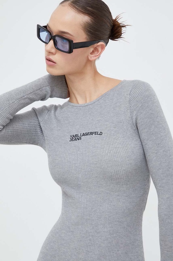 Karl Lagerfeld Jeans pamut ruha 240J1310 szürke