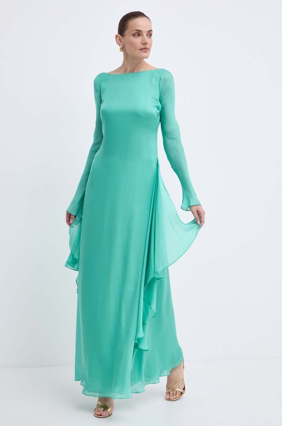Ρούχα Μεταξωτό φόρεμα Luisa Spagnoli RUNWAY COLLECTIONRUNWAY COLLECTION 541121 πράσινο