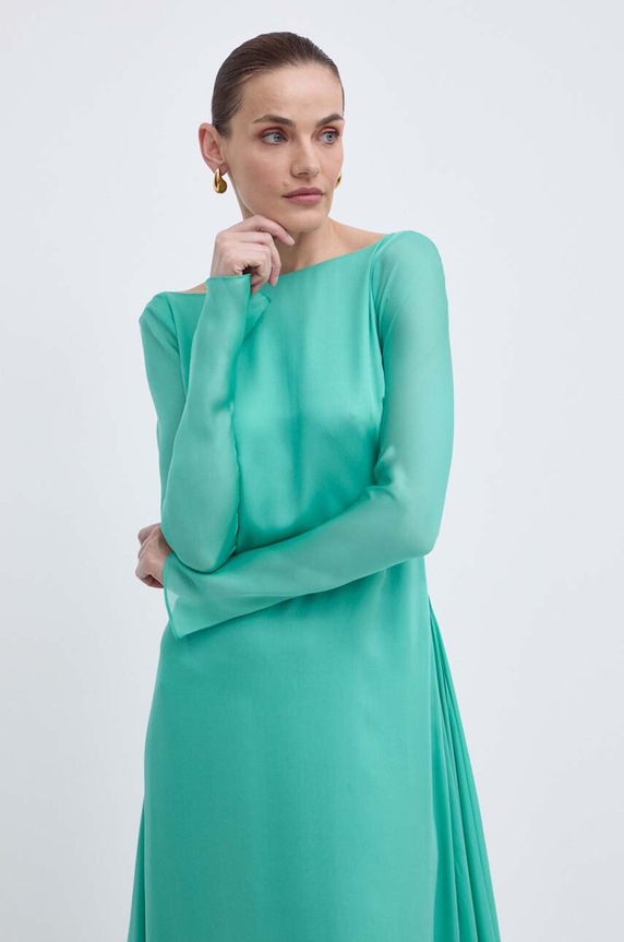 Μεταξωτό φόρεμα Luisa Spagnoli RUNWAY COLLECTIONRUNWAY COLLECTION 541121 πράσινο