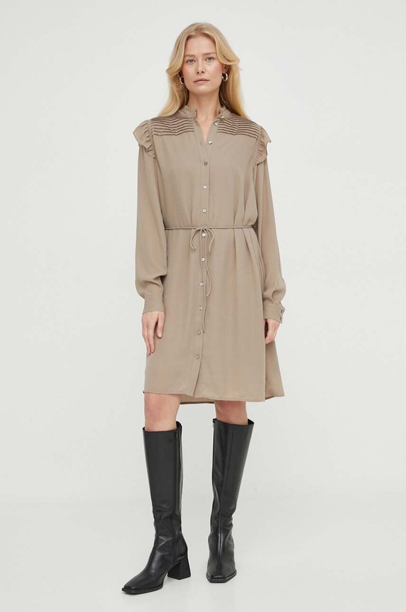 Bruuns Bazaar sukienka casual beżowy BBW3775