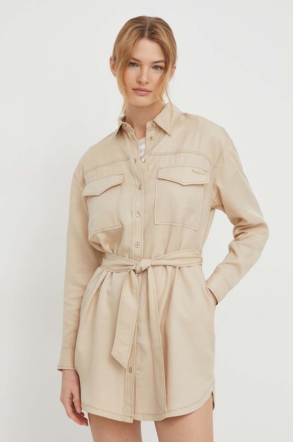 Pepe Jeans sukienka Beate casual beżowy PL953443