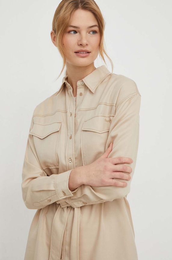 Pepe Jeans sukienka Beate beżowy PL953443