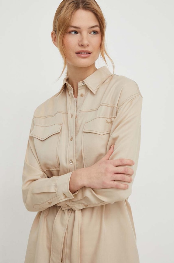 Pepe Jeans sukienka Beate beżowy PL953443