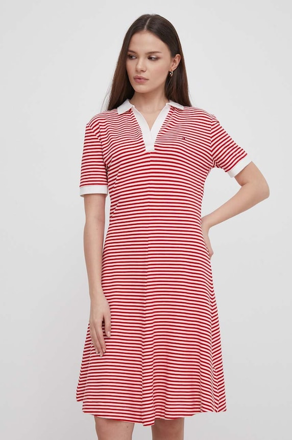 Tommy Hilfiger rochie cu guler rosu WW0WW41567